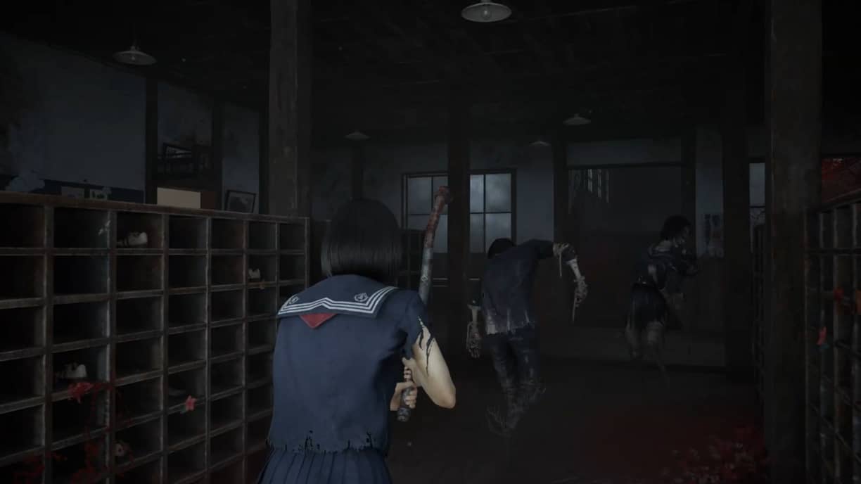 In-game screenshot from Silent Hill f showing Hinako exploring Ebisugaoka